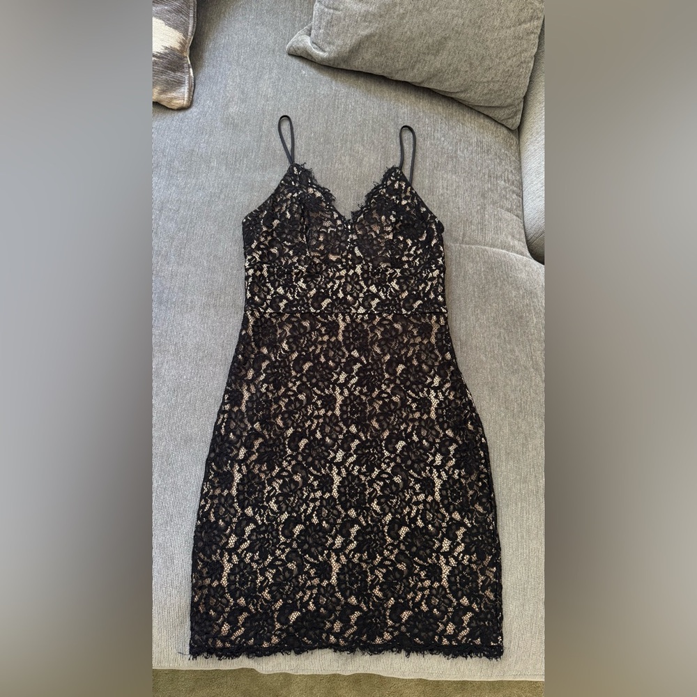 Express Elegant Black Lace Slip Dress